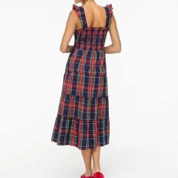 J. Crew Factory Smocked Plaid Holiday Dress - Picture 3 of 11